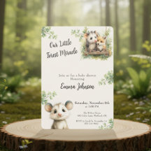 Opossum Woodland Baby Shower Invitation