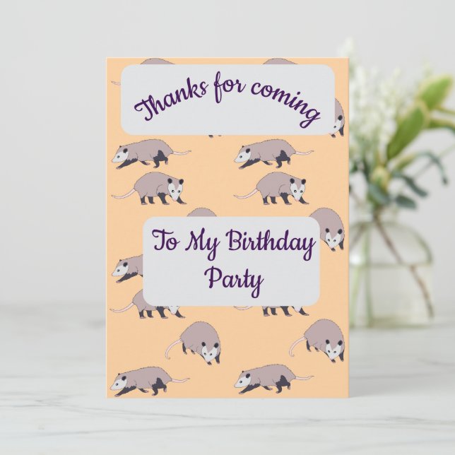 Opossums Thank you Card Einladung (Stehend Vorderseite)