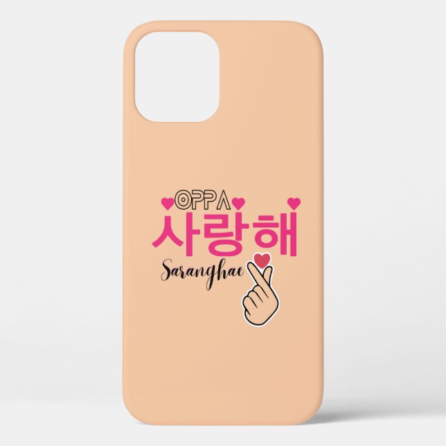 Oppa Saranghae Niedlich Kpop Hand Herz Case-Mate iPhone Hülle (Rückseite)