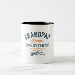 Oppapp weiß alles Zitate Funny Opa Zweifarbige Tasse