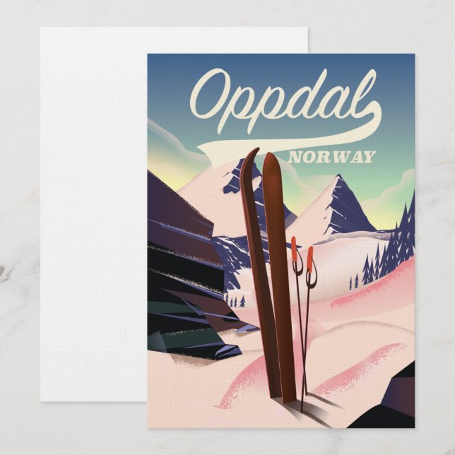 Oppdal Norway Ski Poster. Einladung (Vorne/Hinten)