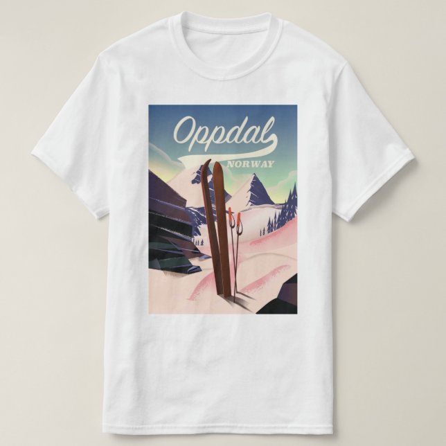 Oppdal Norway Ski Poster. T-Shirt (Design vorne)