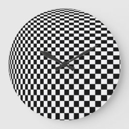 Optical Illusion Black and White Checkers Große Wanduhr