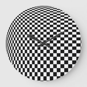 Optical Illusion Black and White Checkers Große Wanduhr