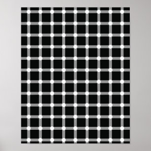 Optical Illusion Design Disappearing Black Dots Poster