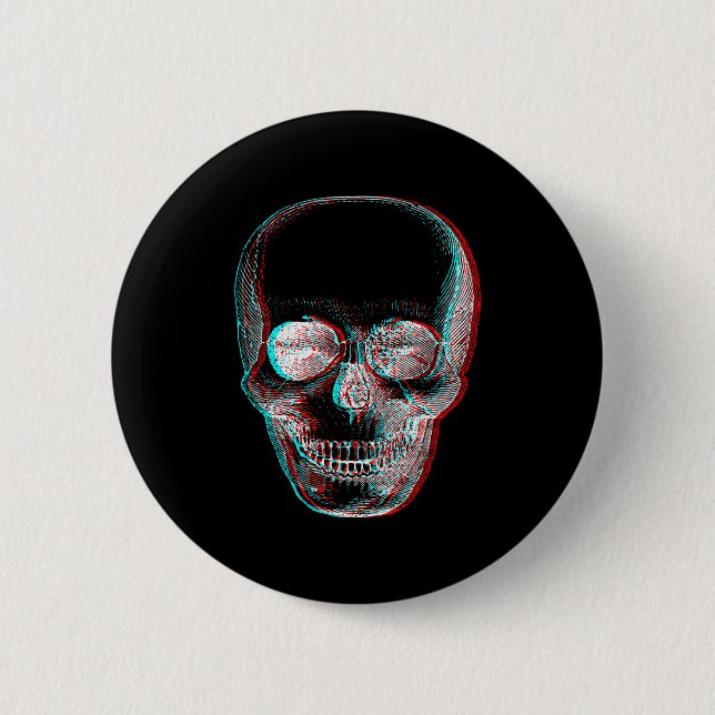 Optical Illusion Halloween Skeleton Skull  Button (Vorderseite)