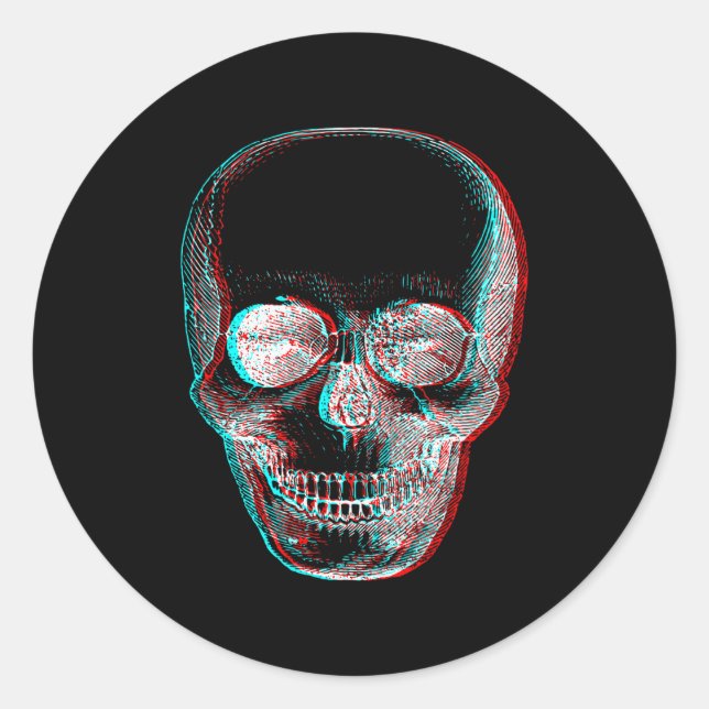Optical Illusion Halloween Skeleton Skull  Runder Aufkleber (Vorderseite)