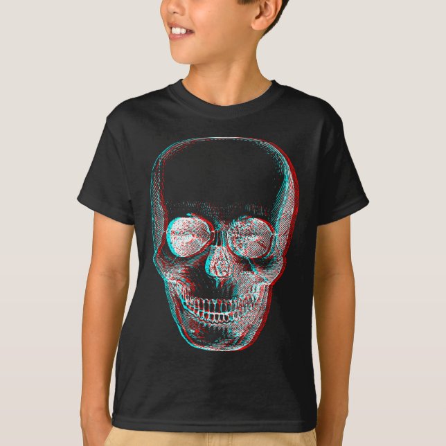 Optical Illusion Halloween Skeleton Skull  T-Shirt (Vorderseite)