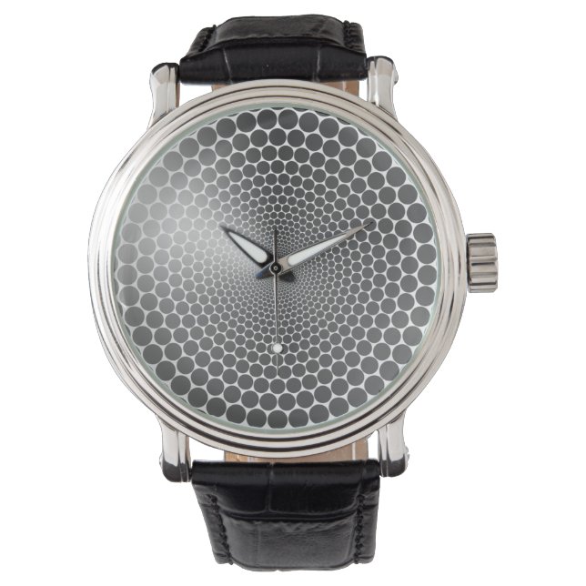 Optical Illusion Schwarzer Gradientenwinkel Silver Armbanduhr (Vorderseite)