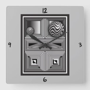 Optik durch die Wand-Uhr auf dem Shapes Square Quadratische Wanduhr