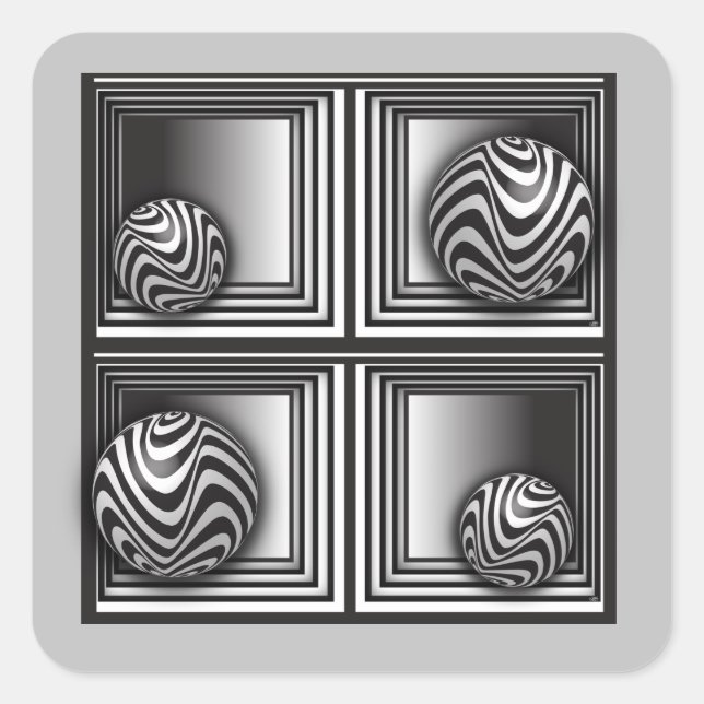 Optik durch Formen Quadratischer Aufkleber (Vorderseite)