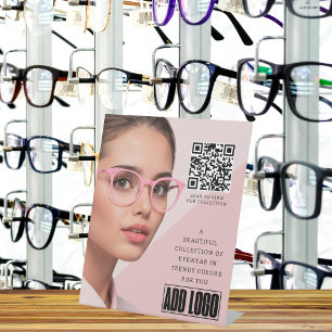 Optiker Augenheilkunde Brillen Geschäft QR-Code Sockelschild
