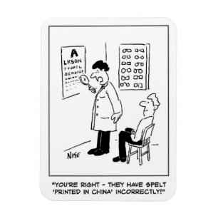 Optiker, der einen Augentest abgibt Magnet