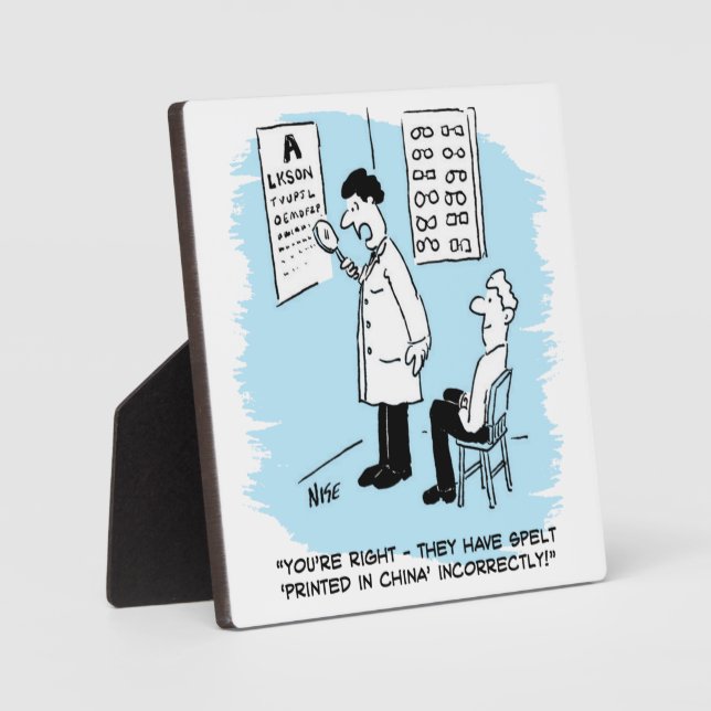 Optiker, der einen Augentest durchführt Fotoplatte (Vorderseite)