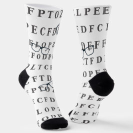 Optiker-Sehtesttafel und Brille Socken