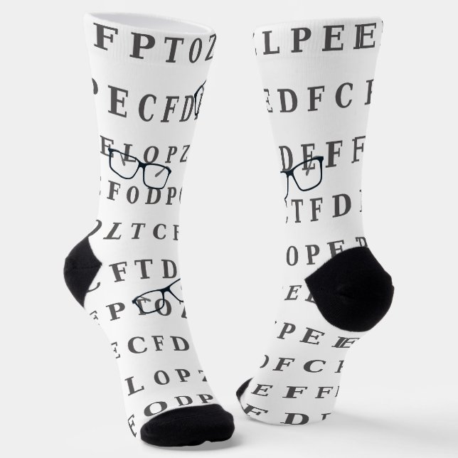 Optiker-Sehtesttafel und Brille  Socken (Gewinkelt)