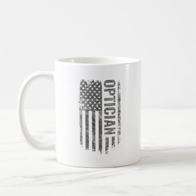 Optiker USA-Flagge Distressed-Design Kaffeetasse (Links)