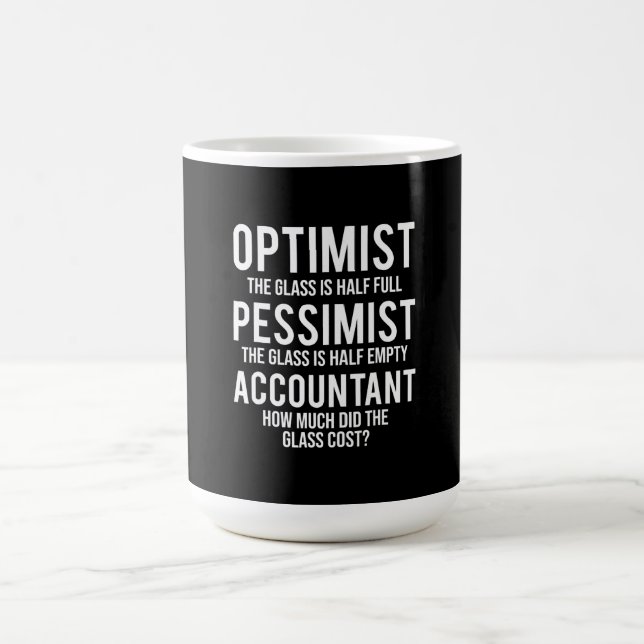 Optimist Pessimist Accountant Glass Costume Gesche Kaffeetasse (Mittel)
