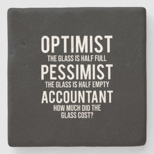 Optimist Pessimist Accountant Glass Costume Gesche Steinuntersetzer