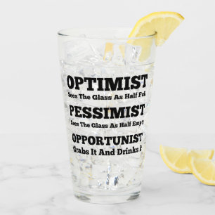 Optimist, Pessimist und Opportunist Glas