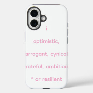 optimistisch, arrogant, zynisch, dankbar, ehrgeizi iPhone 16 hülle