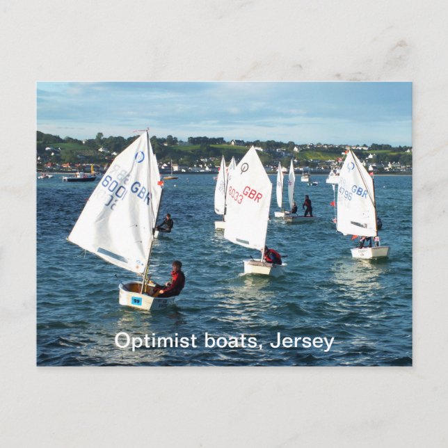 Optimistische Boote in Jersey Postkarte (Vorderseite)