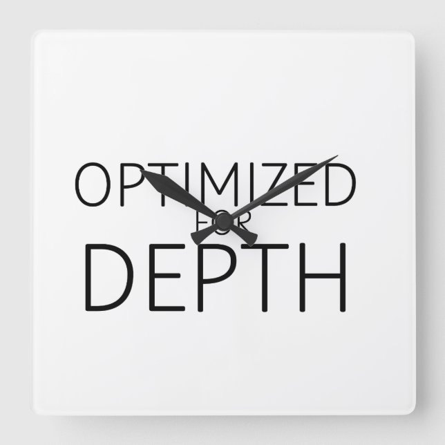 Optimized For Depth Minimalist Technical Quadratische Wanduhr (Vorderseite)