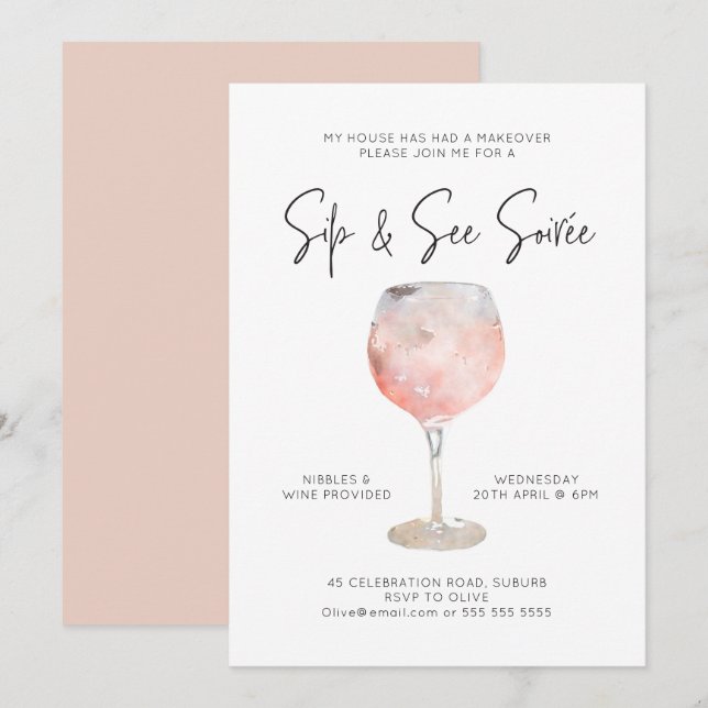 Option 1: Sip & See Soiree  Einladung (Vorne/Hinten)