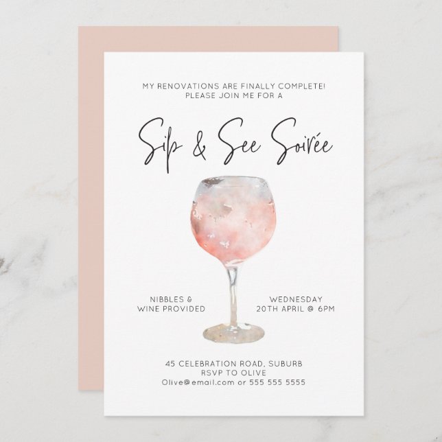 Option 5 : Sip & See Soiree Invitation (Devant / Derrière)