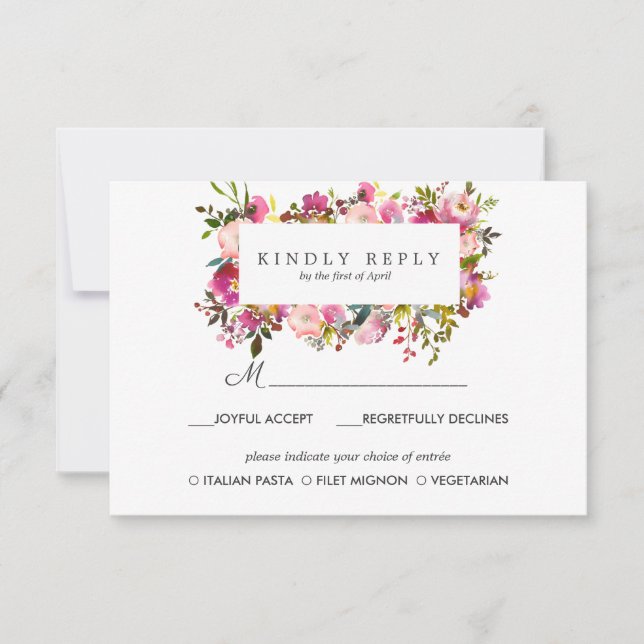 Option Brilliant Bloom Wedding Response UAWG MEAL RSVP Karte (Vorderseite)