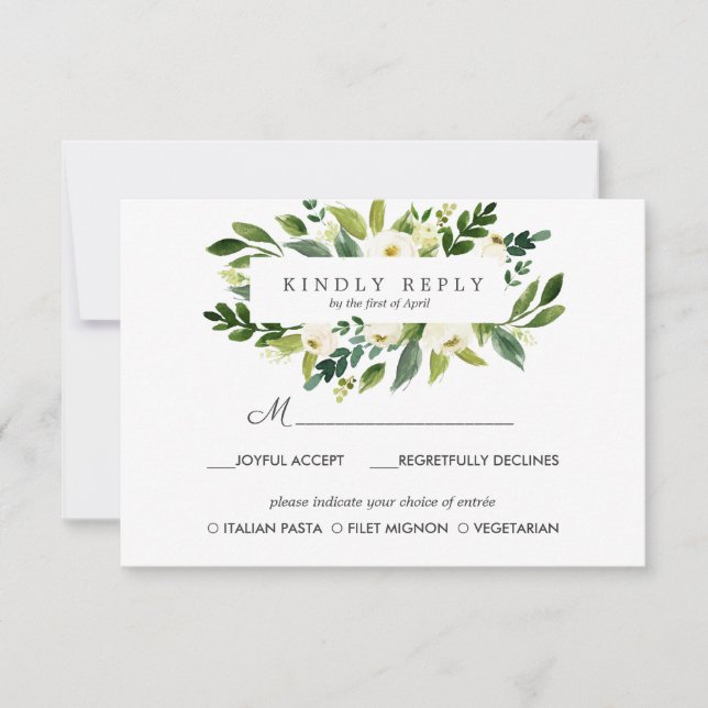 Option "White Bloom FrameWedding Response UAWG MEA RSVP Karte (Vorderseite)