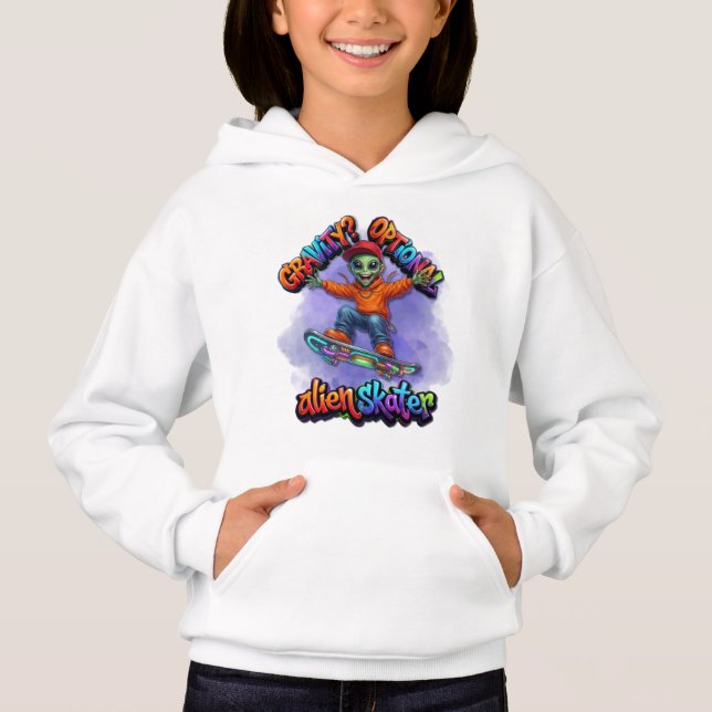 Optional Gravity Alien Skater Hoverboard Weltraum  Hoodie (Vorderseite)