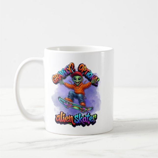 Optional Gravity Alien Skater Hoverboard Weltraum  Kaffeetasse (Links)