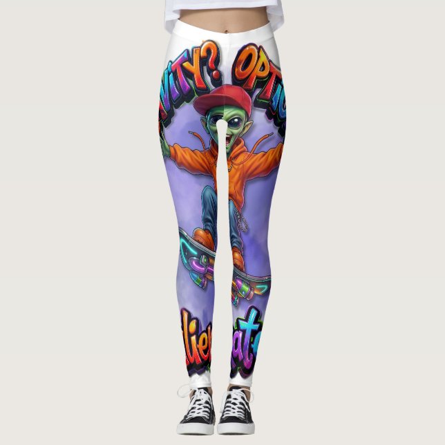 Optional Gravity Alien Skater Hoverboard Weltraum  Leggings (Vorderseite)