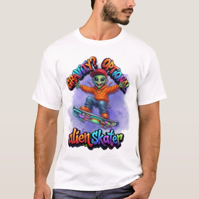 Optional Gravity Alien Skater Hoverboard Weltraum  T-Shirt (Vorderseite)