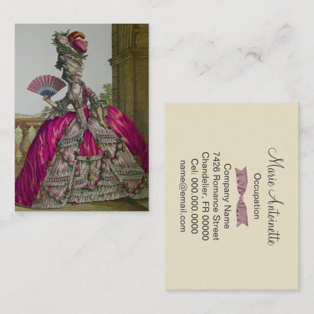 OPTIONEN VON Königin Marie Antoinette PAPER/GRÖSSE Visitenkarte (Vorne/Hinten)
