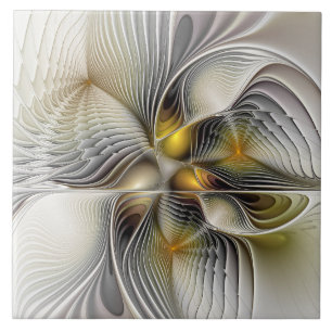 Optische Illusion Abstraktes 3D-Fraktal mit Tiefe Fliese