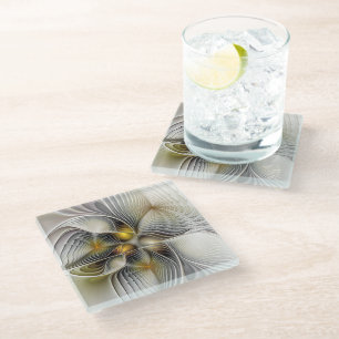 Optische Illusion Abstraktes 3D-Fraktal mit Tiefe Glasuntersetzer