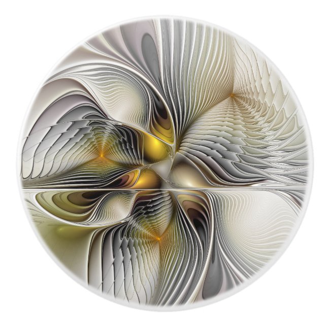Optische Illusion Abstraktes 3D-Fraktal mit Tiefe Keramikknauf (Vorderseite)