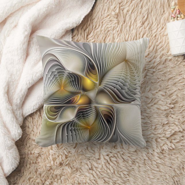 Optische Illusion Abstraktes 3D-Fraktal mit Tiefe Kissen (Decke)