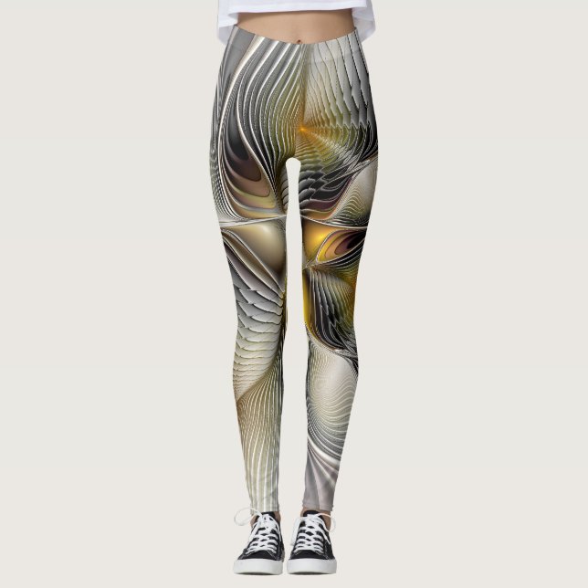 Optische Illusion Abstraktes 3D-Fraktal mit Tiefe Leggings (Vorderseite)