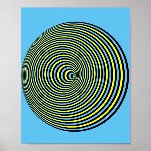 Optische Illusion auf dem blauen Poster (Vorne)
