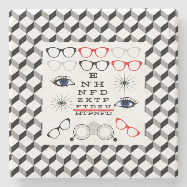 Optische Illusion Augendiagramm Ärzteschaft Optike Steinuntersetzer (Vorderseite)