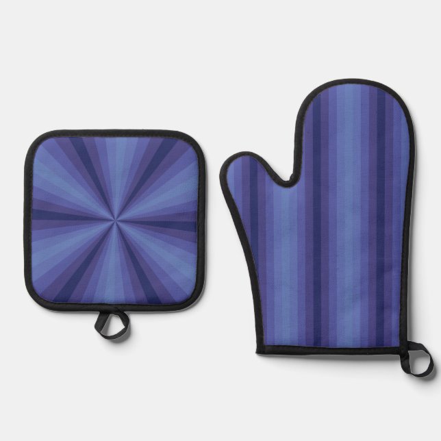 Optische Illusion Blau Ofenhandschuh & Topflappen-Set (Vorderseite)