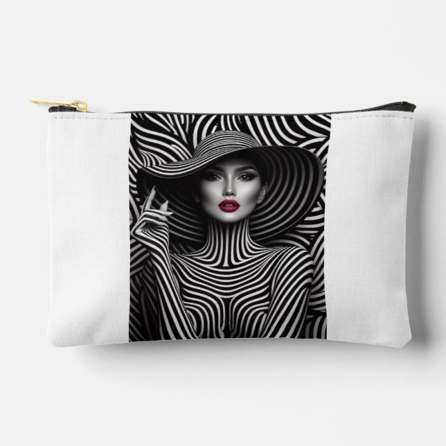 "Optische Illusion Chic - Fett gestreifte Kosmetik Zubehörtasche (Vorderseite)