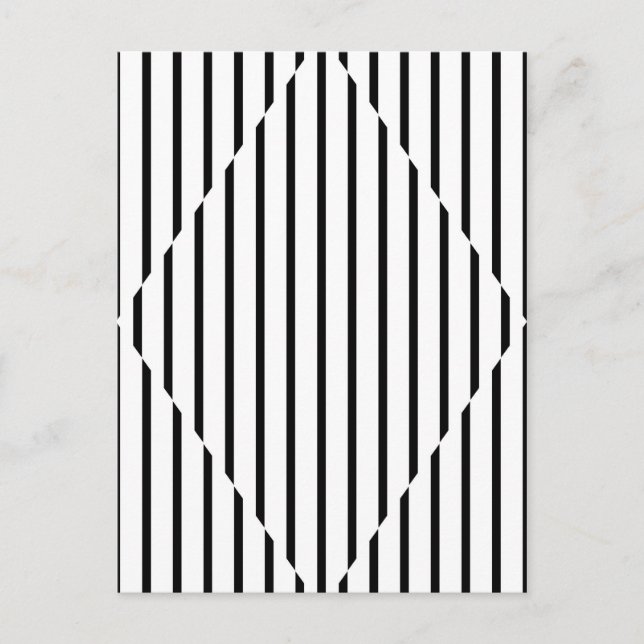 Optische Illusion Diamantlinien Schwarz-weiß Postkarte (Vorderseite)