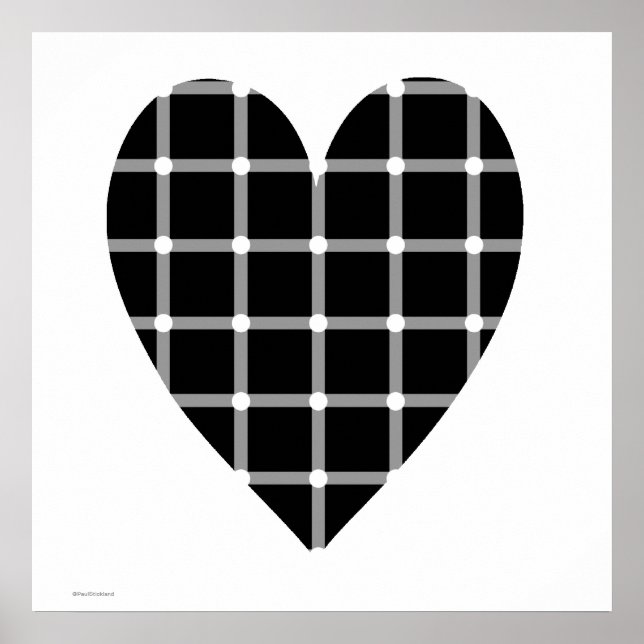 Optische Illusion eines schwarzen und weißen Herze Poster (Vorne)