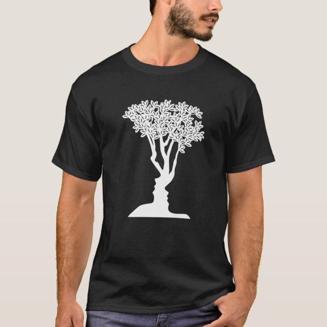 Optische Illusion Funny Novelty Tree oder Gesichte T-Shirt (Vorderseite)
