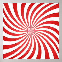 Optische Illusion in der Roten und Weißen Spirale Poster