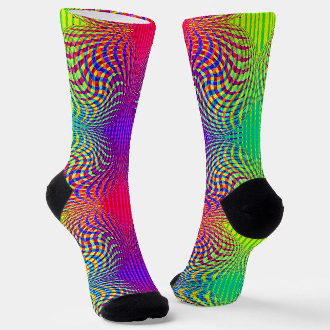 Optische Illusion in lebhaften Neonfarben Socken (Gewinkelt)